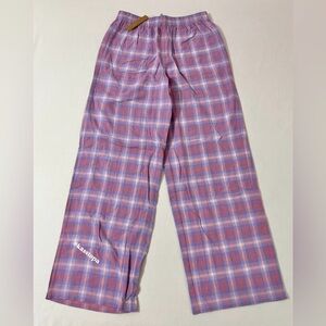 SKIMS Flannel Plaid Pink Purple Sleep Oversized Straight Leg Pajama Pants Pant